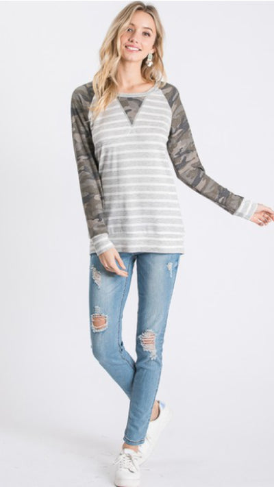 Camouflage Raglan Top - Piper and Hollow Boutique