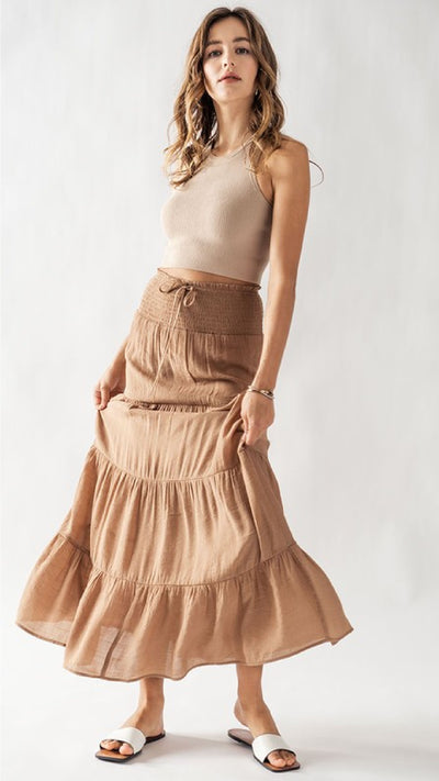 Clay Ruffle Long Skirt - Piper and Hollow Boutique
