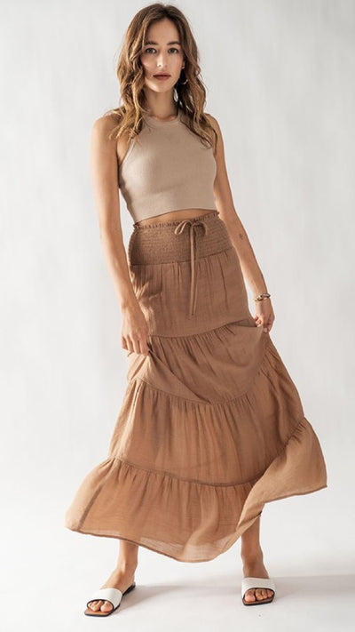 Clay Ruffle Long Skirt - Piper and Hollow Boutique