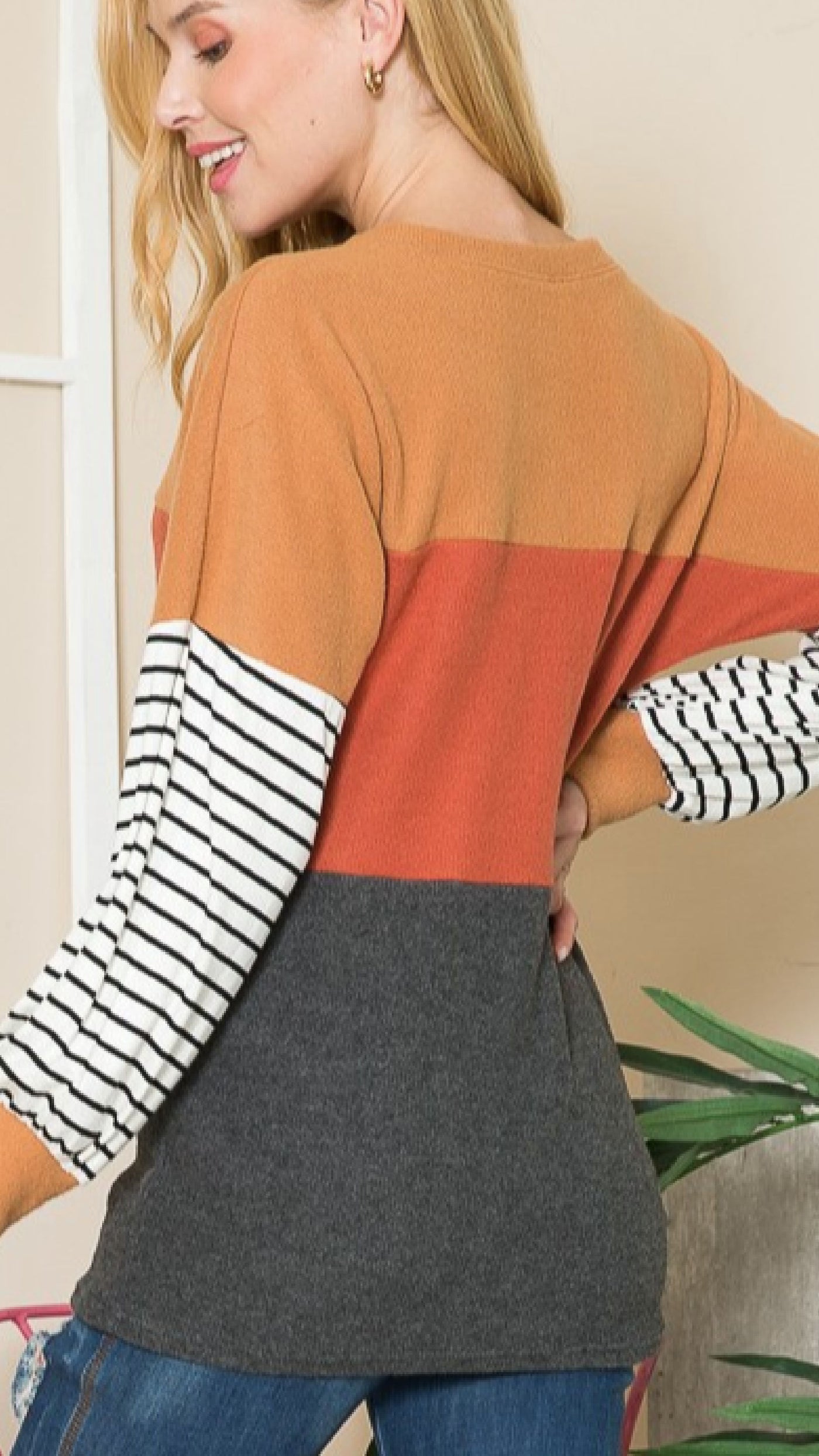 Orange Color Block Top - Piper and Hollow Boutique
