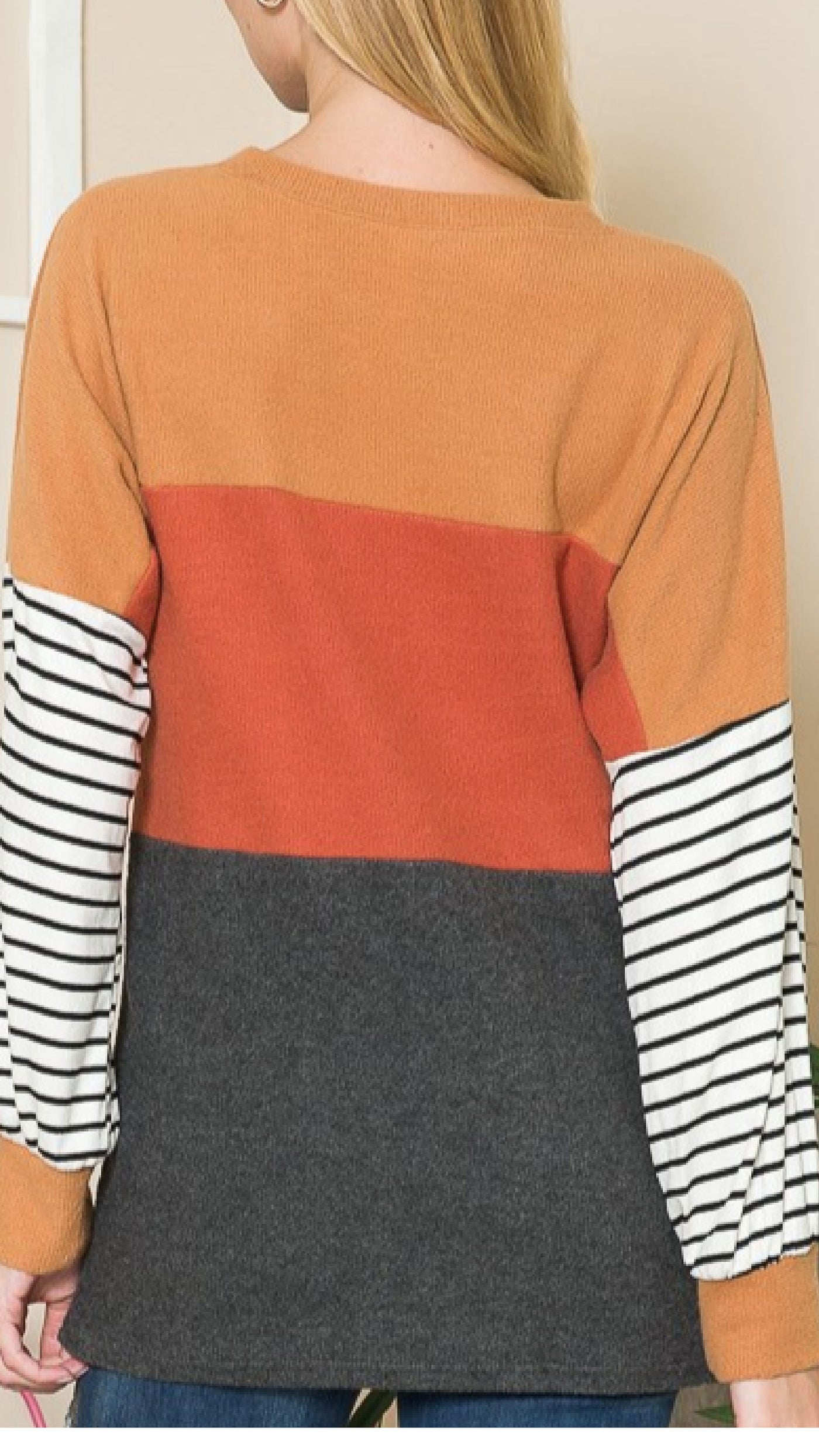 Orange Color Block Top - Piper and Hollow Boutique