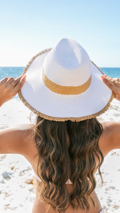 White Natural Straw Hat - Piper and Hollow Boutique